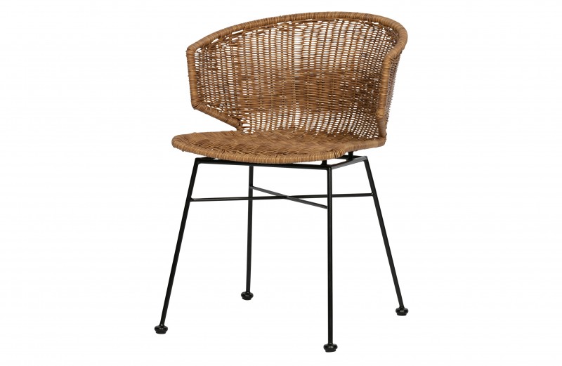 ARMCHAIR POLY RATTAN NATURAL IRON LEG - CHAIRS, STOOLS